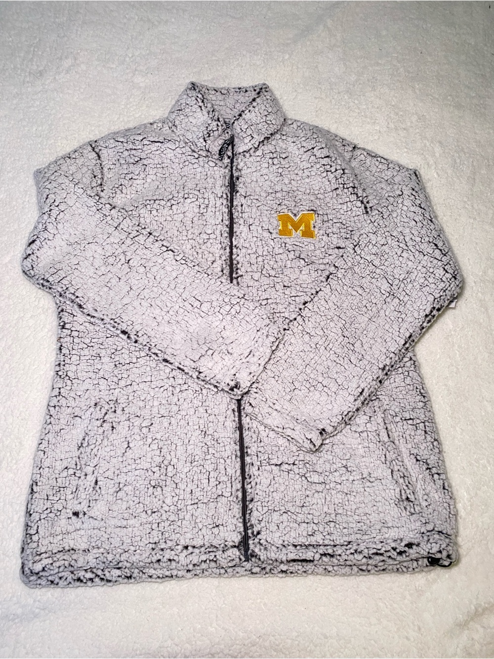 boxercraft White Sherpa Jacket with Yellow 'M' Patch